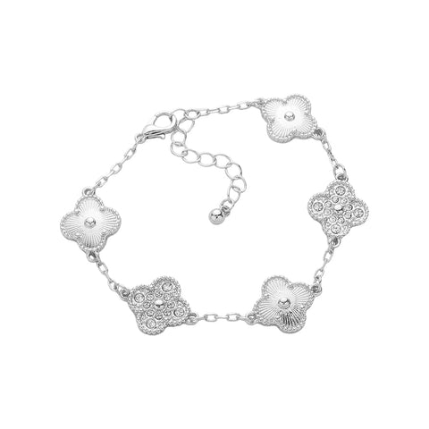 MUNICH CLOVER STONED BRACELET ( Silver )