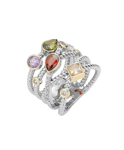 NIAGARA MULTICOLORED LAYERED RING (silver)