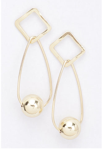 PRISCILLA BALL DROP PIN EARRINGS (Gold)