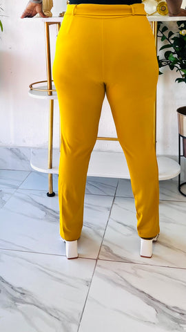 KELLY BELTED ANKLE PANT (Mustard Yellow)