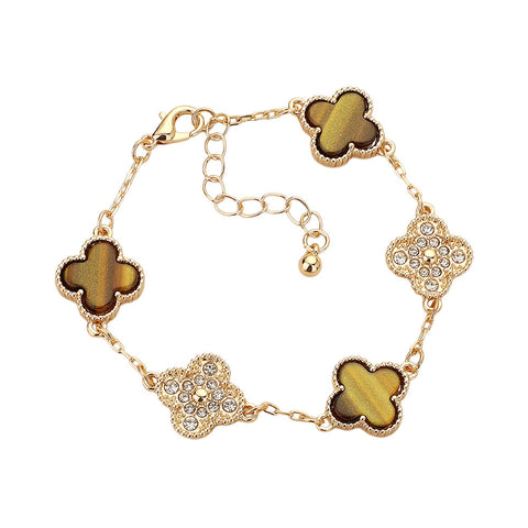 MUNICH CLOVER STONED BRACELET (Olive)