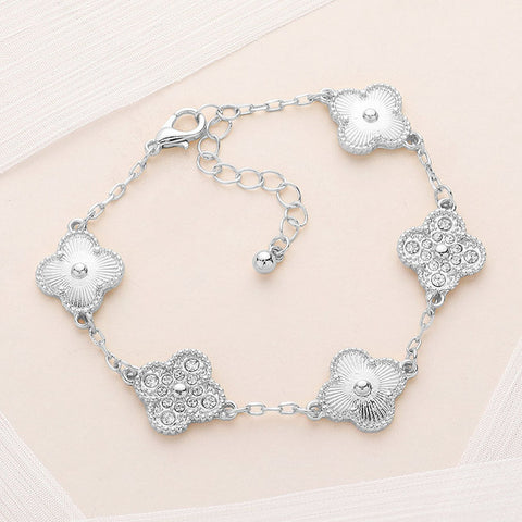 MUNICH CLOVER STONED BRACELET ( Silver )