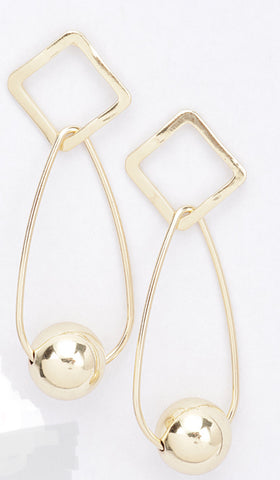 PRISCILLA BALL DROP PIN EARRINGS (Gold)