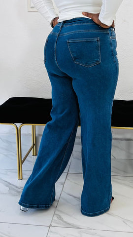 ALESSIA MONOGRAM HIGH WAIST JEANS