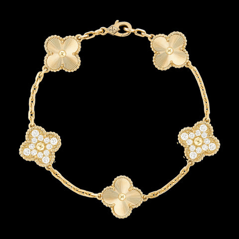 MUNICH CLOVER STONED BRACELET ( Gold)