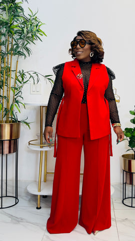 SLAYBOSS SLEEVELESS ONE BUTTON BLAZER/JACKET(Red)