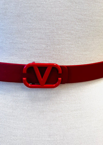 VIENN SKINNY LEATHER BELT (red)